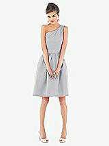 Alt View 1 Thumbnail - French Gray One Shoulder Cocktail Dress with Pockets