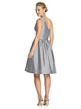 Rear View Thumbnail - French Gray One Shoulder Cocktail Dress with Pockets