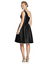 Rear View Thumbnail - Black One Shoulder Cocktail Dress with Pockets