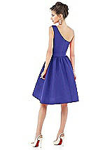 Alt View 2 Thumbnail - Electric Blue One Shoulder Cocktail Dress with Pockets
