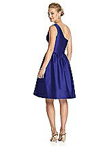 Rear View Thumbnail - Electric Blue One Shoulder Cocktail Dress with Pockets