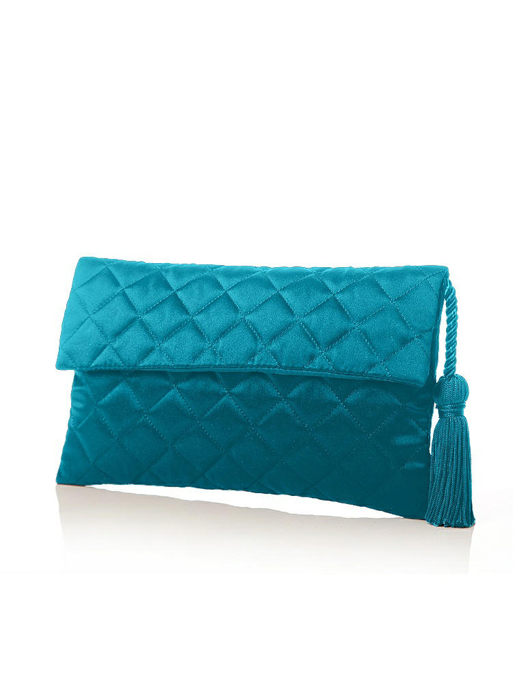 Front View - Oasis Quilted Envelope Clutch with Tassel Detail
