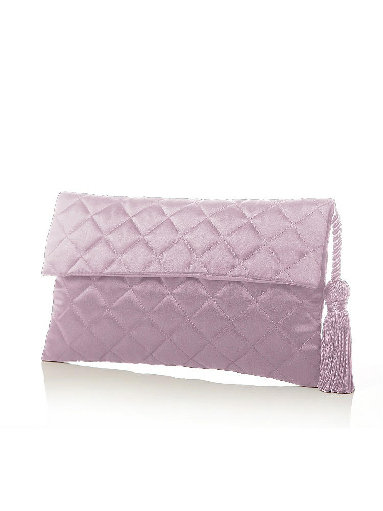 Front View - Suede Rose Quilted Envelope Clutch with Tassel Detail