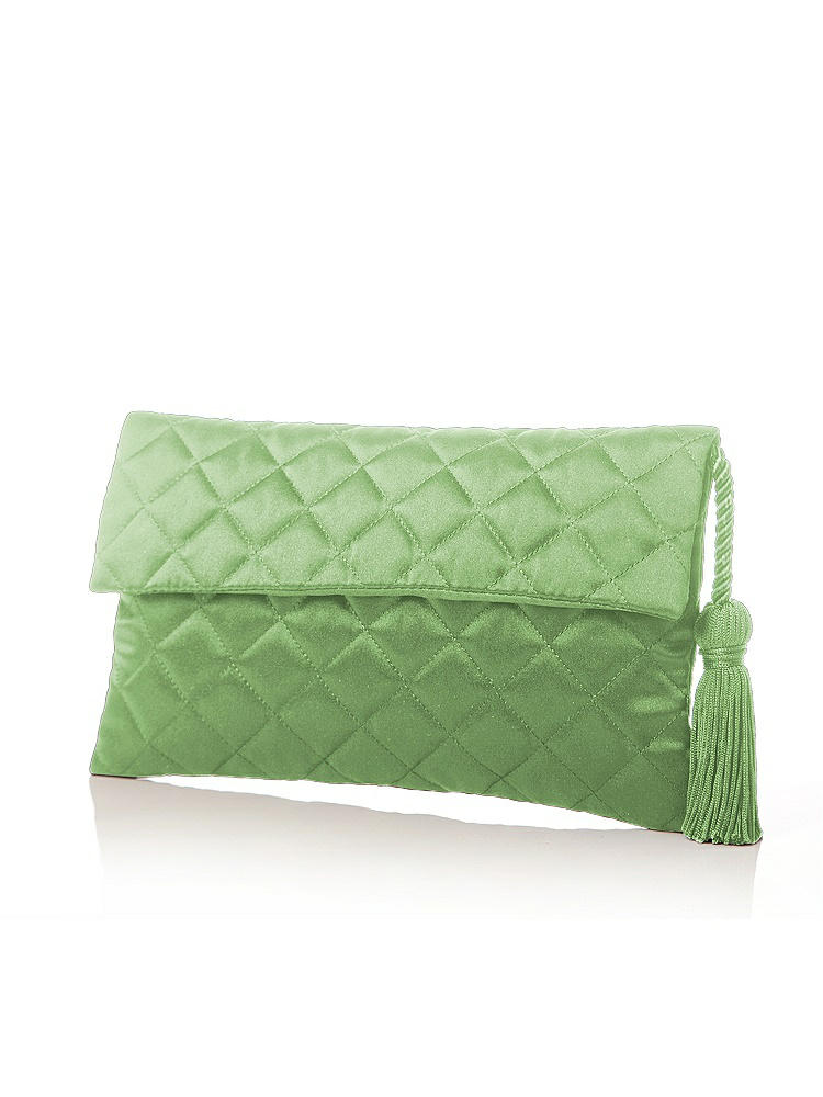 Front View - Apple Slice Quilted Envelope Clutch with Tassel Detail