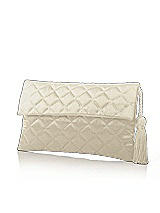 Front View Thumbnail - Champagne Quilted Envelope Clutch with Tassel Detail