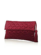 Front View Thumbnail - Claret Quilted Envelope Clutch with Tassel Detail