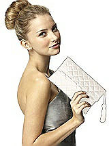 Rear View Thumbnail - Ivory Quilted Envelope Clutch with Tassel Detail
