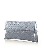 Front View Thumbnail - Platinum Quilted Envelope Clutch with Tassel Detail