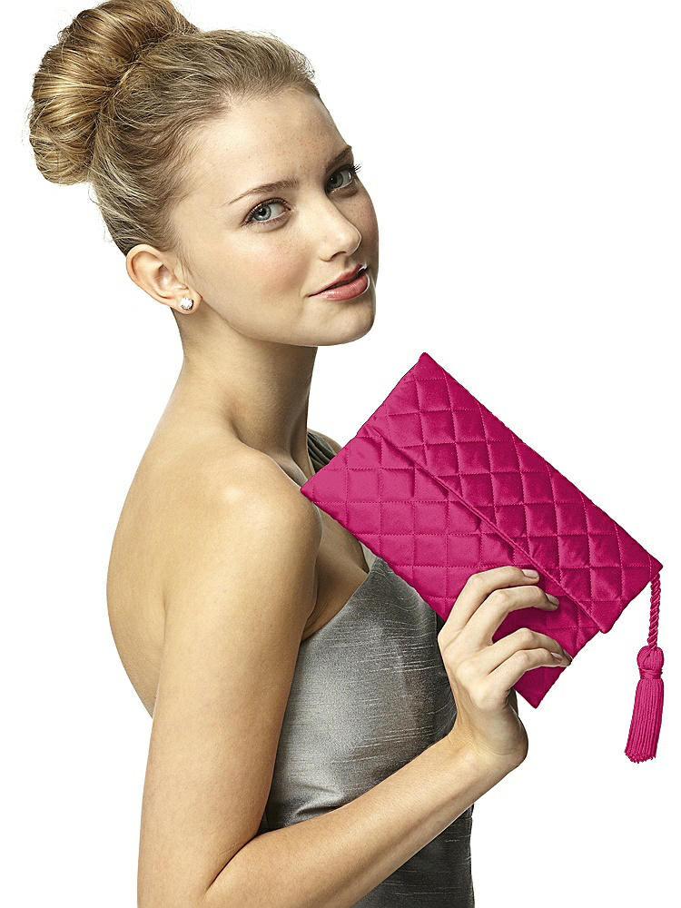Back View - Tutti Frutti Quilted Envelope Clutch with Tassel Detail