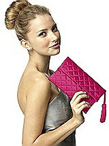 Rear View Thumbnail - Tutti Frutti Quilted Envelope Clutch with Tassel Detail