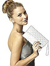 Rear View Thumbnail - White Quilted Envelope Clutch with Tassel Detail