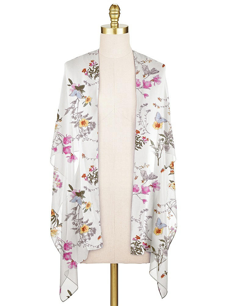 Front View - Butterfly Botanica Ivory Lux Chiffon Stole