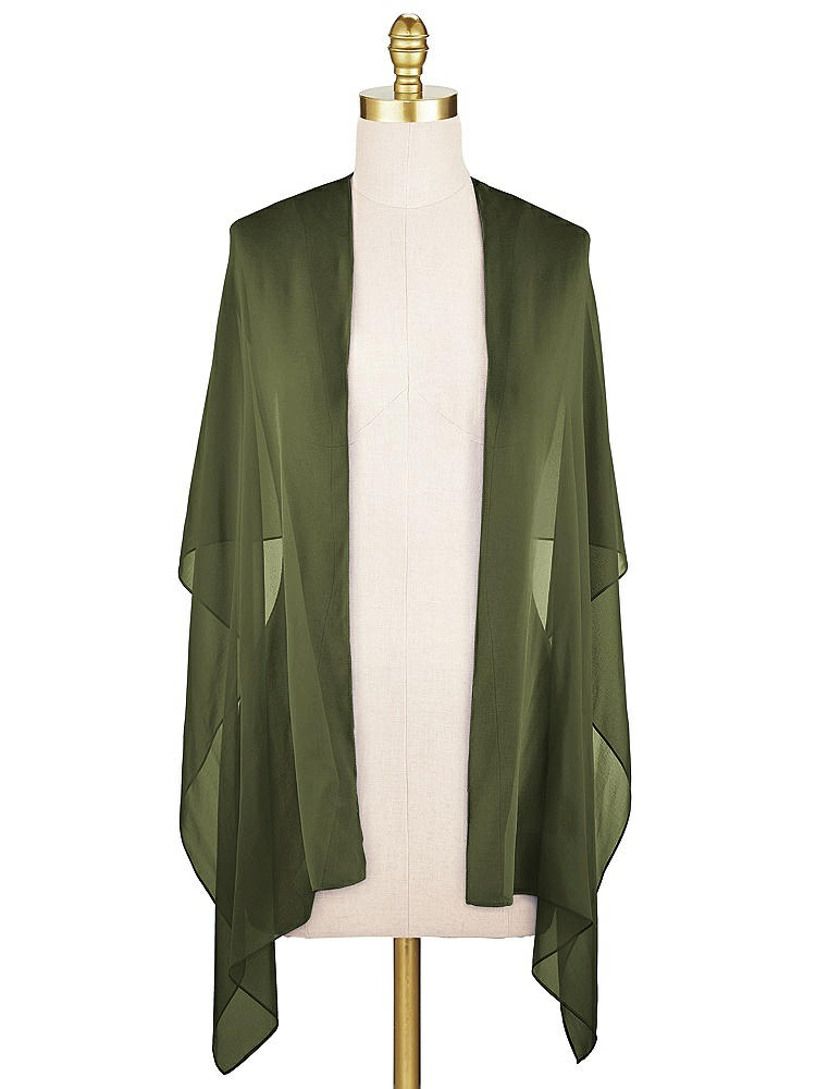 Front View - Olive Green Lux Chiffon Stole
