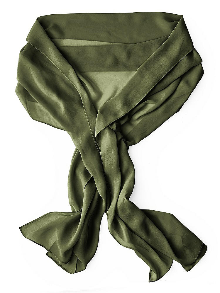 Back View - Olive Green Lux Chiffon Stole