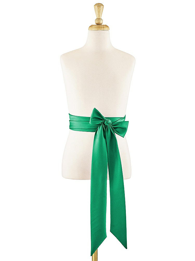 Front View - Pantone Emerald Matte Satin Flower Girl Sash