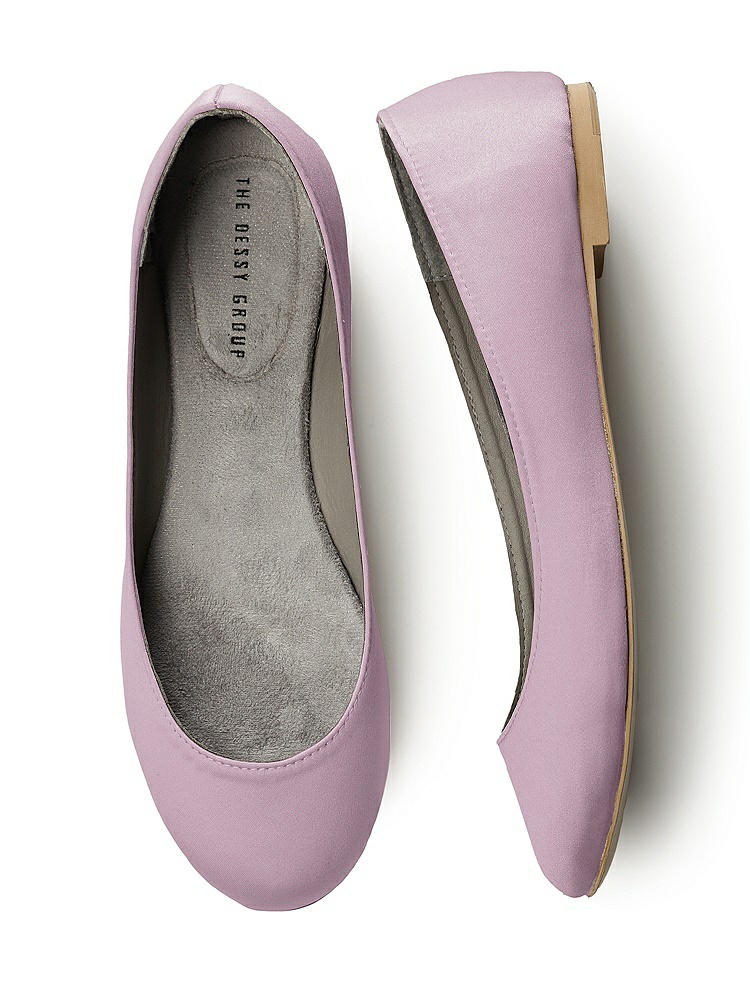 Front View - Suede Rose Simple Satin Ballet Wedding Flats