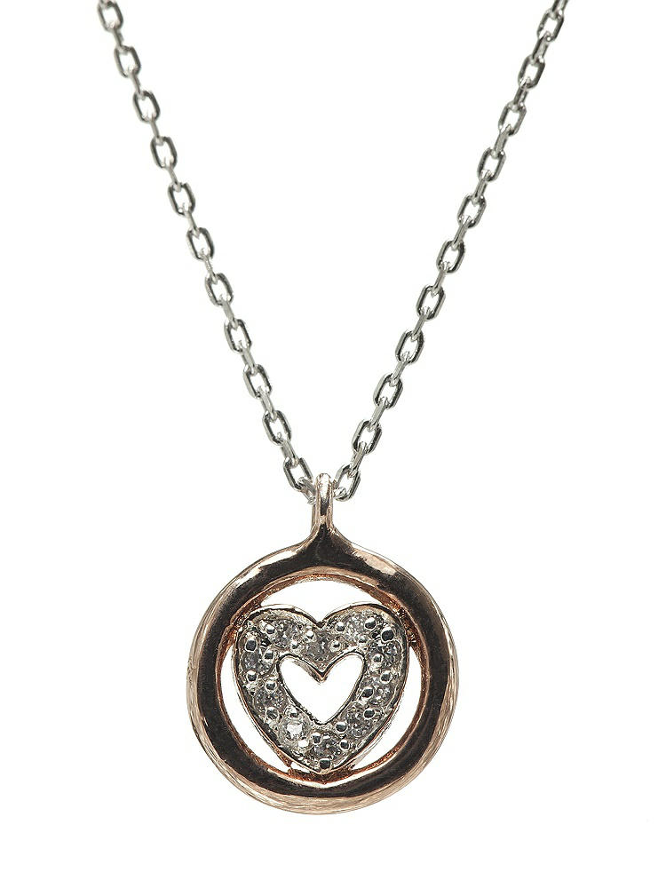 Front View - Gold CZ Heart Charm Necklace