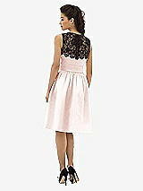 Rear View Thumbnail - Blush Lace Neck Midi Satin Sleeveless Dress