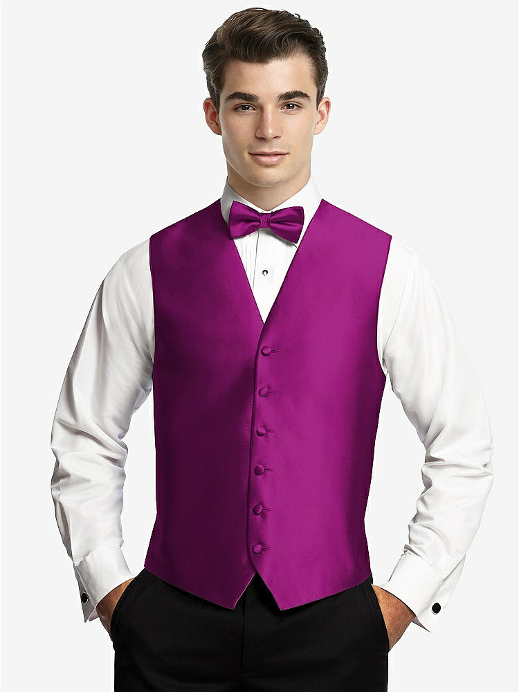 Front View - Persian Plum Yarn-Dyed 6 Button Tuxedo Vest by After Six