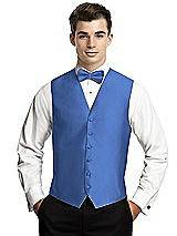 Rear View Thumbnail - Cornflower Yarn-Dyed 6 Button Tuxedo Vest by After Six