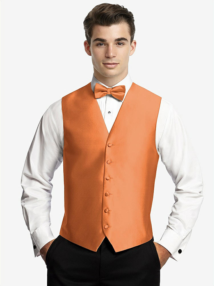Front View - Clementine Yarn-Dyed 6 Button Tuxedo Vest by After Six