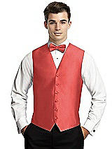 Rear View Thumbnail - Perfect Coral Yarn-Dyed 6 Button Tuxedo Vest by After Six