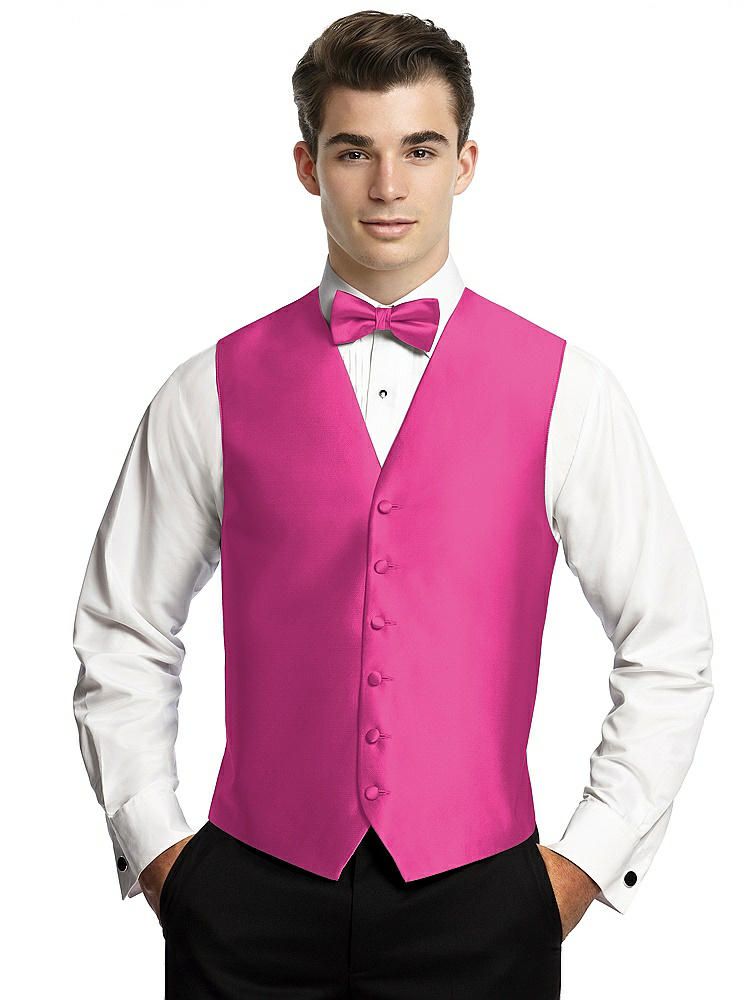 Back View - Fuchsia Yarn-Dyed 6 Button Tuxedo Vest by After Six
