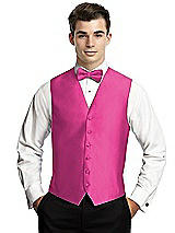 Rear View Thumbnail - Fuchsia Yarn-Dyed 6 Button Tuxedo Vest by After Six