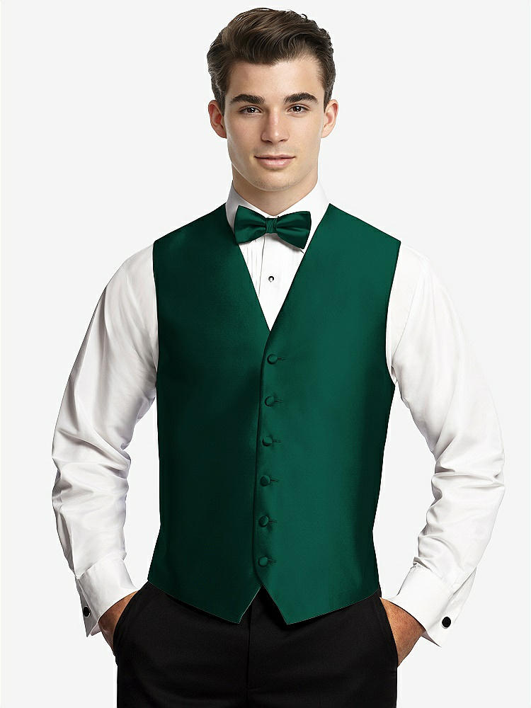 Front View - Hunter Green Yarn-Dyed 6 Button Tuxedo Vest by After Six