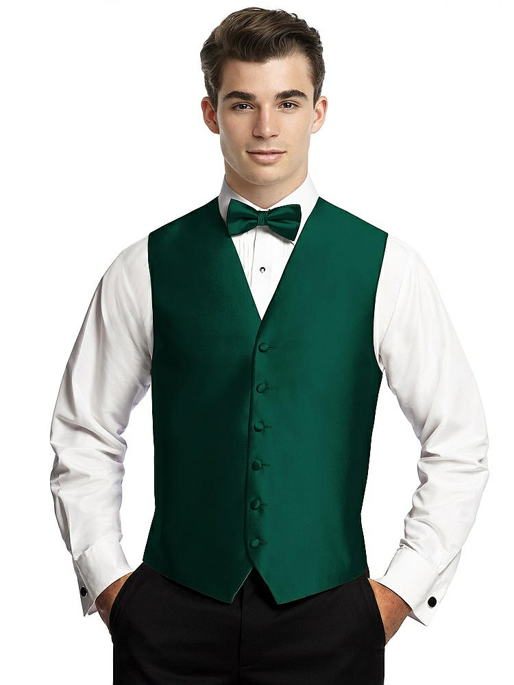 Back View - Hunter Green Yarn-Dyed 6 Button Tuxedo Vest by After Six