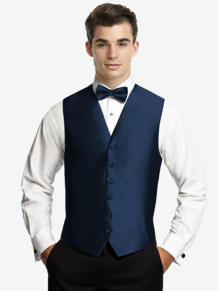 Front View - Midnight Navy Yarn-Dyed 6 Button Tuxedo Vest by After Six