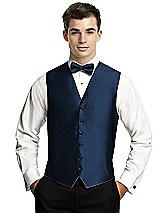 Rear View Thumbnail - Midnight Navy Yarn-Dyed 6 Button Tuxedo Vest by After Six