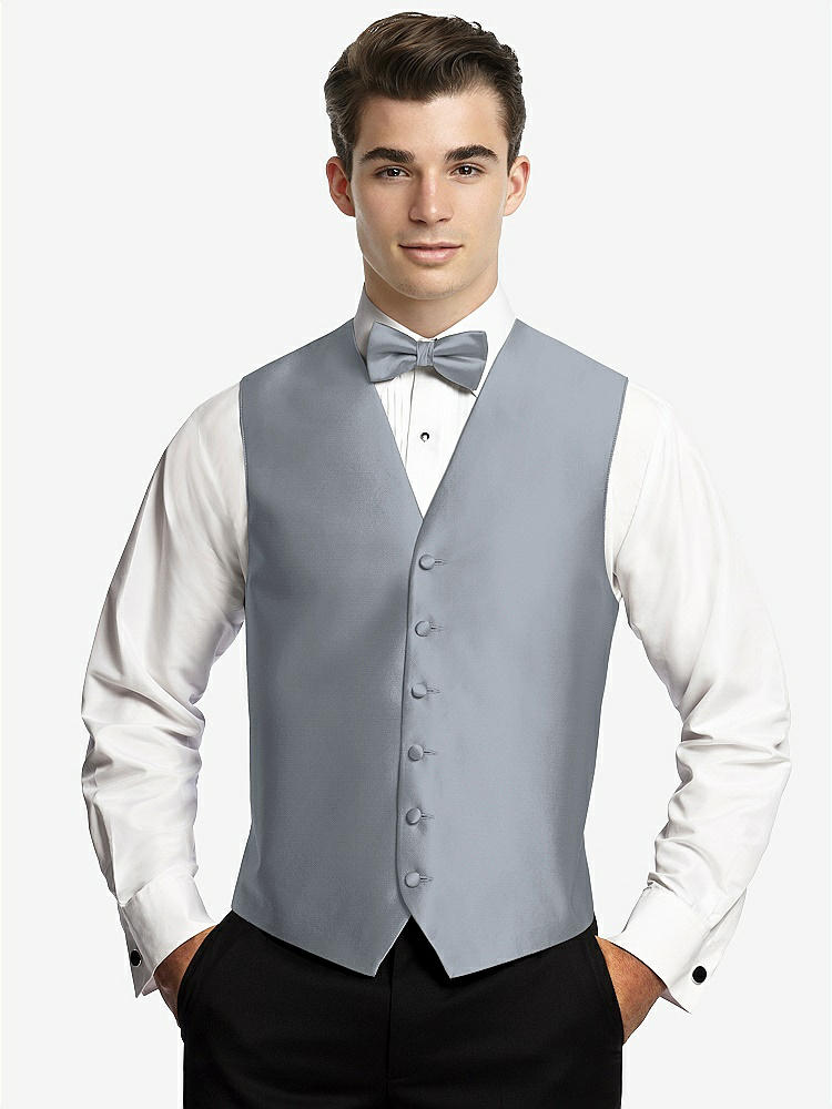 Front View - Platinum Yarn-Dyed 6 Button Tuxedo Vest by After Six