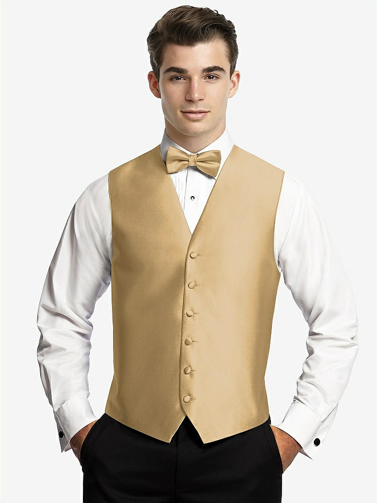 Front View - Venetian Gold Yarn-Dyed 6 Button Tuxedo Vest by After Six
