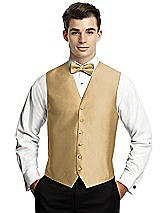 Rear View Thumbnail - Venetian Gold Yarn-Dyed 6 Button Tuxedo Vest by After Six