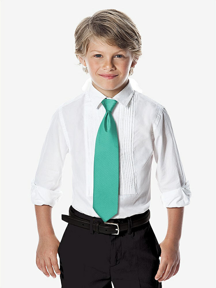 Front View - Pantone Turquoise Yarn-Dyed Boy's Slider Tie by After Six