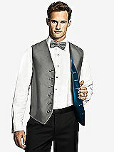 Front View Thumbnail - Charcoal Gray & Ocean Blue Reversible Tuxedo Vests by After Six