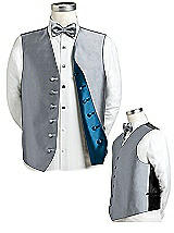 Rear View Thumbnail - Platinum & Ocean Blue Reversible Tuxedo Vests by After Six