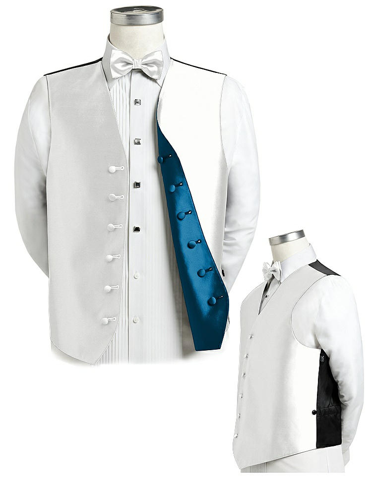 Back View - White & Ocean Blue Reversible Tuxedo Vests by After Six
