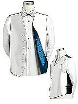 Rear View Thumbnail - White & Ocean Blue Reversible Tuxedo Vests by After Six