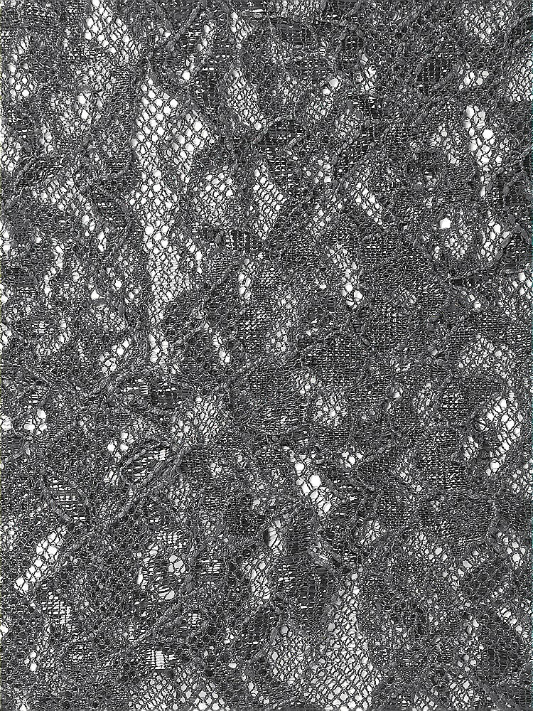 Front View - Charcoal Gray Rococo Metallic Lace Fabric by the yard