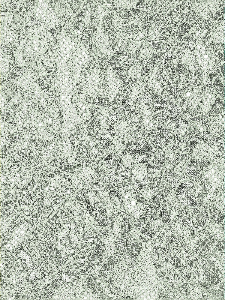 Front View - Celadon Rococo Metallic Lace Fabric by the yard