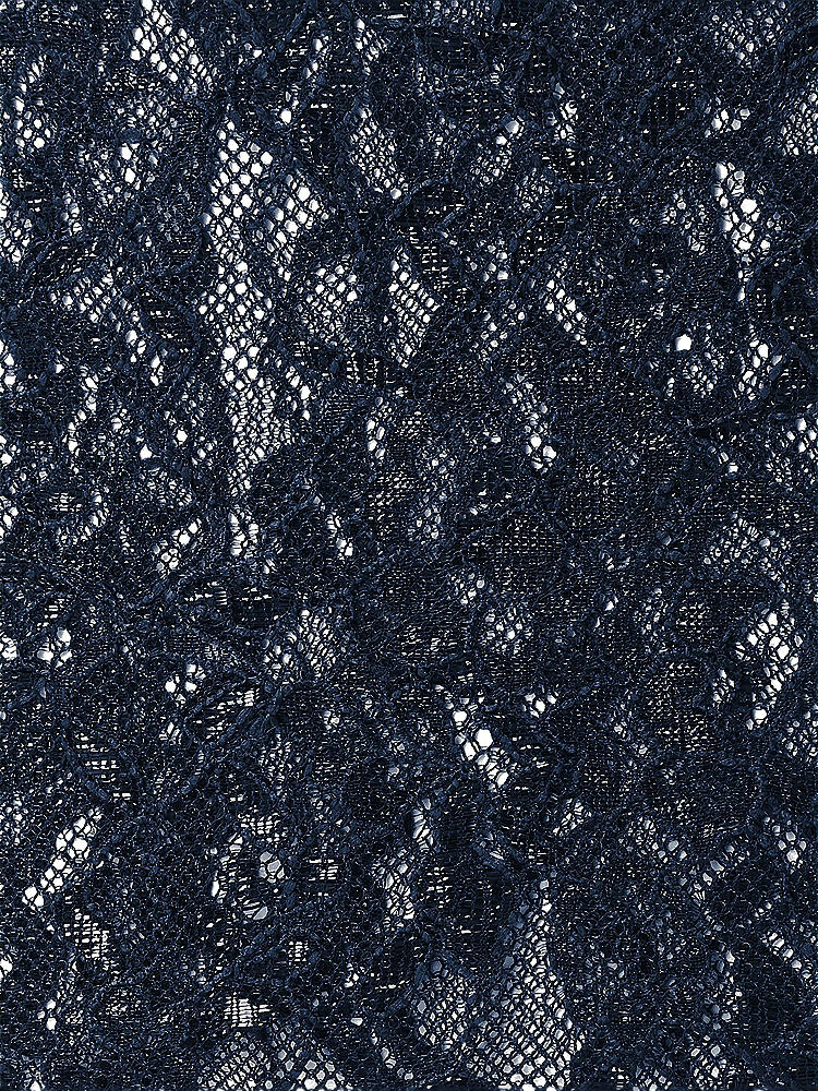 Front View - Midnight Navy Rococo Metallic Lace Fabric by the yard