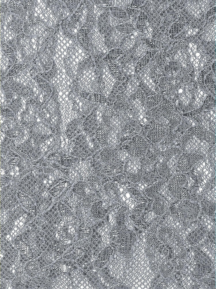 Front View - Platinum Rococo Metallic Lace Fabric by the yard