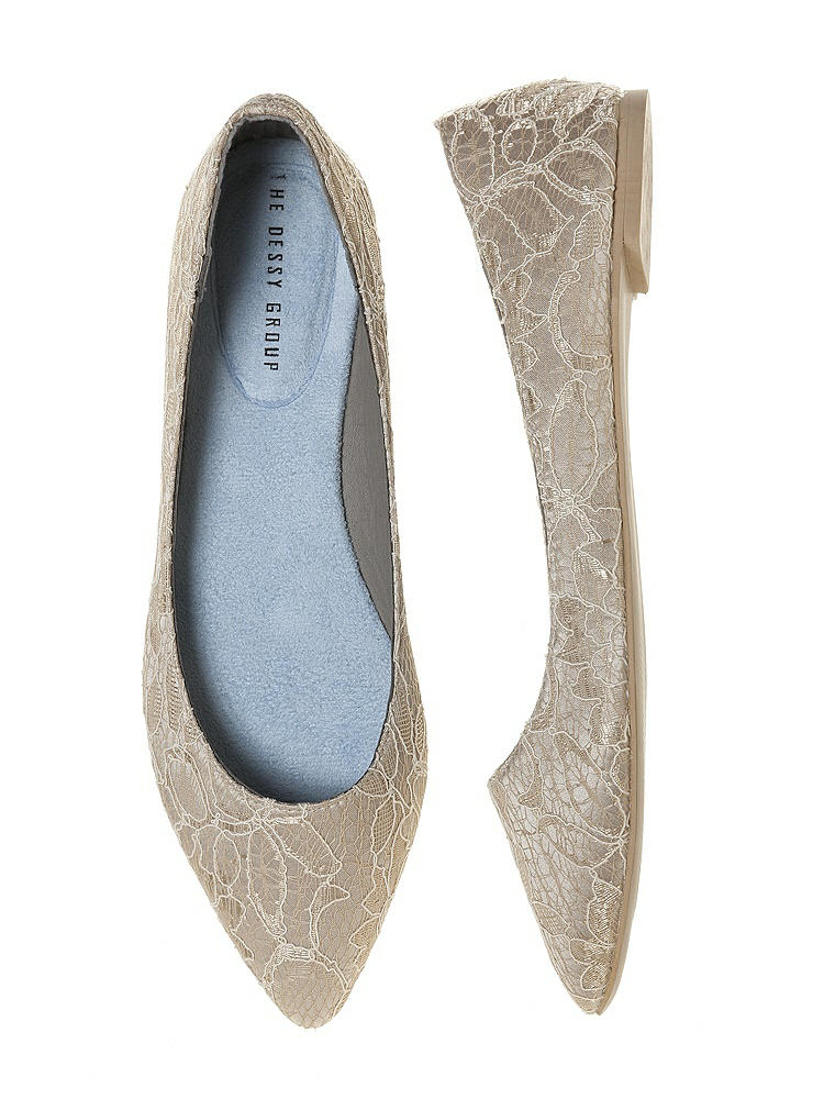 Front View - Gold Lace Bridal Ballet Wedding Flats