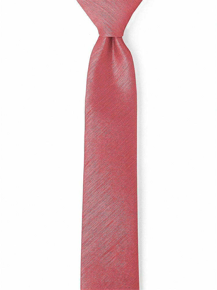 Front View - Candy Coral Dupioni Narrow Ties by After Six