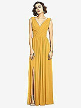Alt View 3 Thumbnail - NYC Yellow Sleeveless Draped Chiffon Maxi Dress with Front Slit