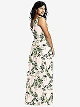 Alt View 2 Thumbnail - Palm Beach Print Sleeveless Draped Chiffon Maxi Dress with Front Slit