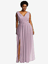 Front View Thumbnail - Suede Rose Sleeveless Draped Chiffon Maxi Dress with Front Slit