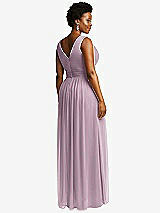 Rear View Thumbnail - Suede Rose Sleeveless Draped Chiffon Maxi Dress with Front Slit